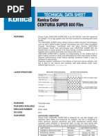 Konica Centuria Super 800 Film: Technical Data Sheet