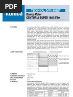 Konica Centuria Super 1600 Film: Technical Data Sheet