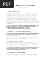 LENGUA ESPAÑOLA. Tema 1. La Lengua y El Pensamiento