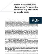 La Educación No Formal y Su Marco, La Educación Permanente: Algunas Definiciones y Conceptos de Donde Partir