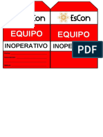 Tarjetas de Equipo - Inoperativo