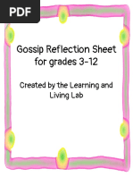 Gossip Re Ection Sheet For Grades 3-12: Created by The Learning and Living Lab