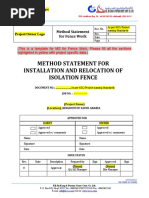 Method Statement For Installation and Relocation of Isolation Fence