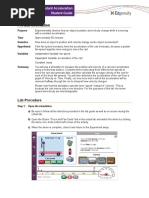 Virtual Lab Guide - Motion With Constant Acceleration - Student Guide