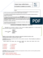 Guia de Español La Palabra y La Oraión de Repaso de La Evaluacion