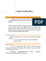 Salary Dost Credit Policy: Loan Limit and Tenure