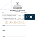 Department of Education: First Summative Test - Mathematics 4 Week 1 and 2