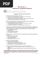 Traditional Life Licensing Mock Exam (Set D) : Instructions: Please Encircle The Correct Answer