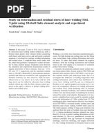 Study On Deformation and Residual Stress of Laser Welding 316L T-Joint