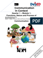 Oral Communication in Context: Quarter 1 - Module 1: Functions, Nature and Process of