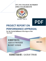 Project Report On Performance Appraisal: Ssjdvsss Govt. PG College Ranikhet Almora Uttarakhand