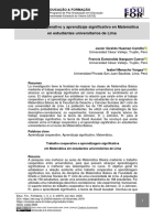 Trabajo Cooperativo y Aprendizaje Significativo en Matemática en Estudiantes Universitarios de Lima