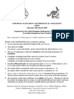 UKMT - Grey Kangaroo - Intermediate Mathematical Challenge 2009 - Questions