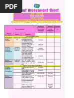 Term 1 - Junior KG - Parent Assessment Sheet