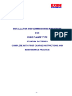 Installation and Commissioning Procedure FOR Exide Plante Type Standby Batteries Complete With First Charge Instructions and Maintenance Practice