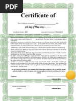 Certificate of Investment