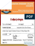Certificate For Sayooj TV For - Basic Quiz On Economics And...