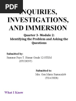 Inquiries, Investigations, and Immersion: Quarter 3-Module 2: Identifying The Problem and Asking The Questions