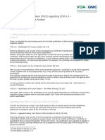 Faq Vda 6.3: Frequently Asked Questions (FAQ) Regarding VDA 6.3 - Qualification As Process Auditor Actualisation 2020