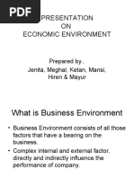 Presentation ON Economic Environment: Prepared By.. Jenita, Meghal, Ketan, Mansi, Hiren & Mayur