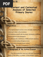 Content and Contextual Analysis of Selected Primary Soures