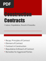 Construction Contracts: Contract, Repudiation, Breach & Remedies