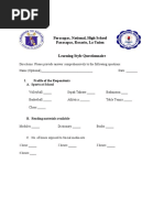 Learning Style Questionnaire