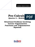 PRE CALCULUS Q2 WEEK 9 SITUATIONAL PROBLEM INVOLVING INVERSE TRIGO TRIGO EQUATION FOR REPRODUCTION Pages Deleted