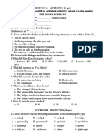 Section A - Listening (15 PTS) I. Listen To The Dialogue and Fill in Each Blank With ONE Suitable Word or Number. The House For Rent