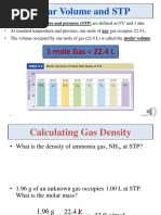 Molar Volume and STP: 1 Mole Gas 22.4 L