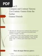 Lesson II: Compare and Contrast Various 21st Century Genres From The Earlier Genres/ Periods