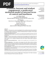 Academic Burnout and Student Engagement: A Moderated Mediation Model of Internal Locus of Control and Loneliness