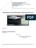 Introduction To The Philosophy of The Human Person: San Juan de Dios Educational Foundation, Inc