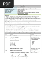 Lesson Plan 2 Complmentary and Supplementary Angles