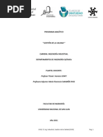 Gestion de La Calidad - Programa Analitico 2021