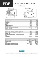 Sandvik JM 1108 Jaw Crusher: Technical Data