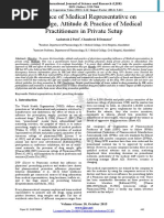 Influence of Medical Representative On Knowledge, Attitude & Practice of Medical Practitioners in Private Setup