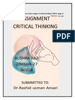 QUES1-What Are The Various Stages of Critical Thinking? Which Stage of Critical Thinking You Are