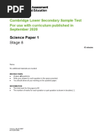 Science Stage 8 Sample Paper 1 - tcm143-595703