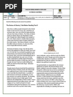 The Statue of Liberty - Nonfiction Reading Test 5: Read The Following Text and Answer The Questions