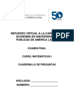 1 Examen - Final - MatemaìticasI