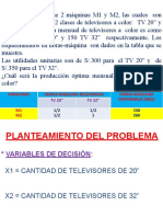 TV 20" TV 32": Máquinas Horas-Máquina Requeridas Horas-Máquina Disponibles (Mes) M1 M2