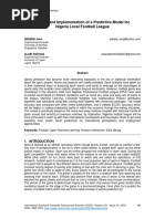 Design and Implementation of A Predictive Model For Nigeria Local Football League