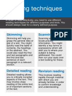 Reading Techniques Reading Techniques: Skimming Scanning