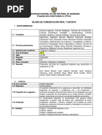 Sílabo Comunicación Oral y Escrita (LE-181)