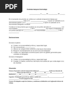 Formato de Contrato Temporal de Trabajo