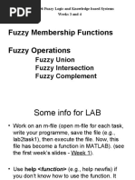 Fuzzy Membership Functions Fuzzy Operations: Fuzzy Union Fuzzy Intersection Fuzzy Complement