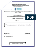 La Place Du Tableau de Bord Dans L'évaluation Et Le Pilotage de La Performance Financière D'une Entreprise Cas de CANDIA