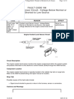 Fault Code 196 Coolant Level Sensor Circuit - Voltage Below Normal or Shorted To Low Source