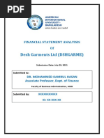 Desh Garments LTD (DSHGARME) : Financial Statement Analyisis of